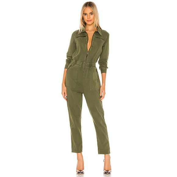 Blank NYC Pants & Jumpsuits Blank Nyc Green Zip Up Utility Jumpsuit